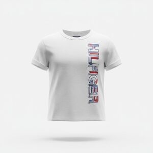 Tommy Hilfiger Stylish Casual White Short Sleeve Tee Kids Unisex Size 4 EUC